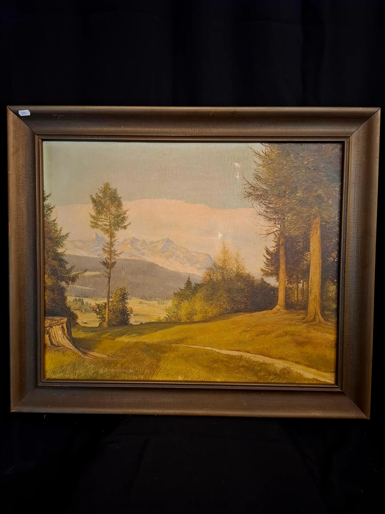 Olejomalba horské krajiny v rámu Bergemann 1936